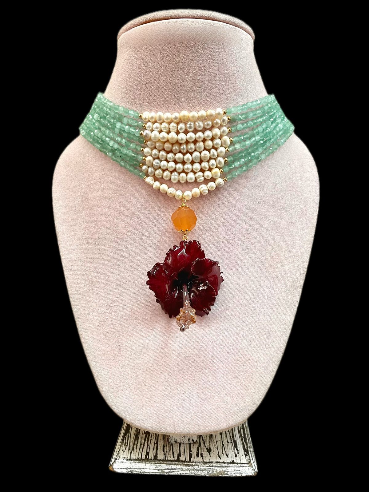 COLLAR  AGUAMARINA ORQUÍDEA